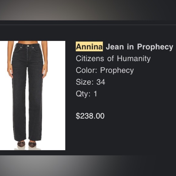 NWT size 34 Citizens of Humanity Black Jeans - Picture 1 of 7